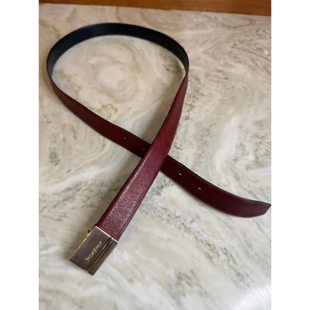 Vintage YSL Yves Saint Laurent Logo Belt Buckle Gold Tone